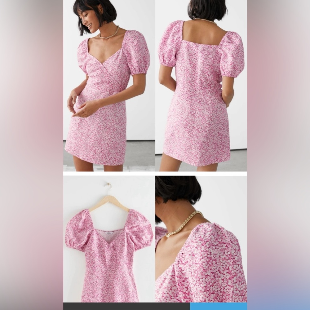 other stories puff sleeves pink dress- size 4